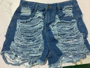 Denim Ripped Hole Skinny Jeans Shorts LSD 8695