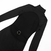 Solid Color Long Sleeve Backless Mini Dress GSZM D26DS232