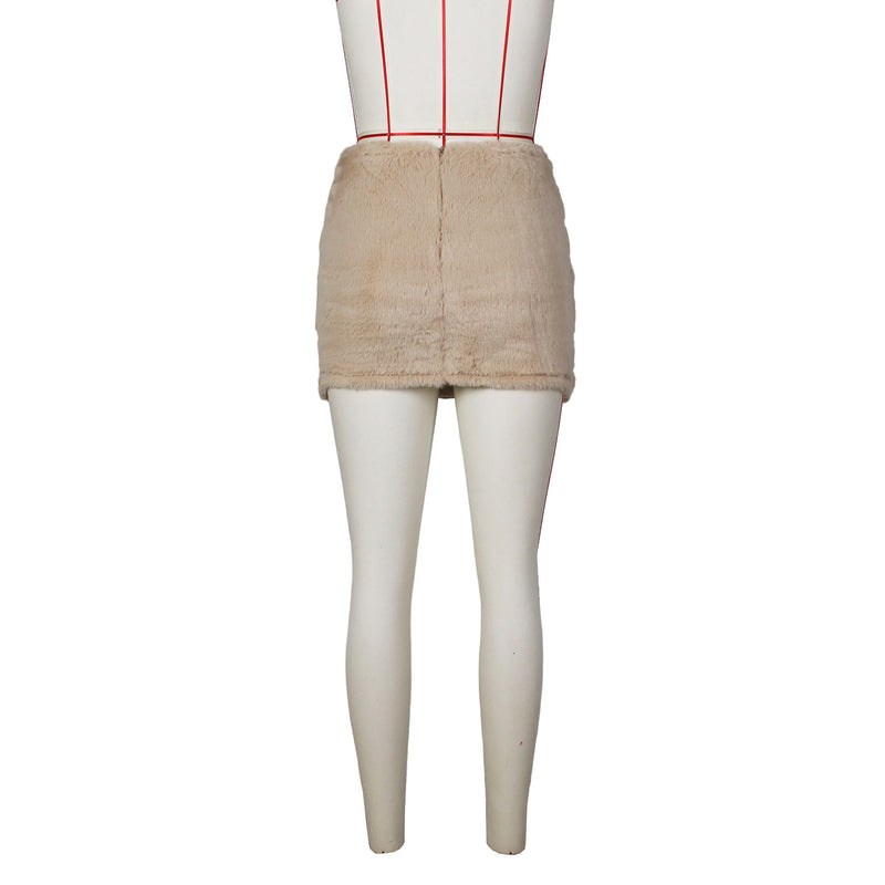 Solid Color Zipper Plush MIni Skirt ZSD 0626