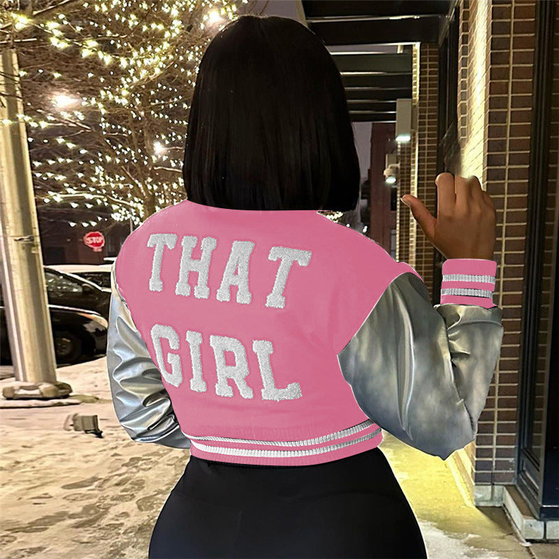 Fashion Embroidery Splicing Slim Baseball Jacket IV 8431