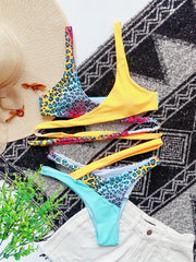 Contrast Color Bandage Bikini Two Piece Sets CASF 6124