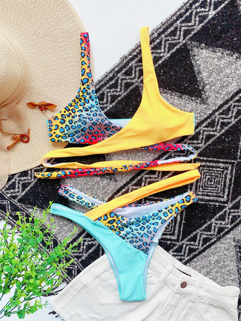 Contrast Color Bandage Bikini Two Piece Sets CASF 6124