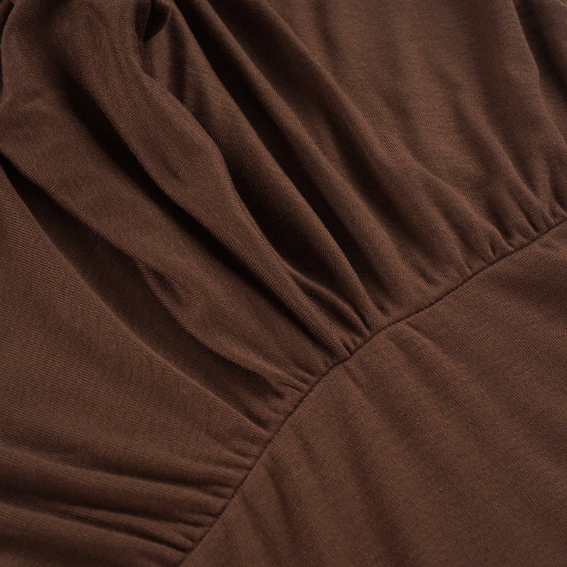 Long Sleeve Solid Color Backless Mini Dress GPKJ MR50097