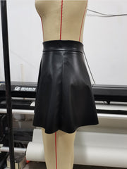 PU Leather Solid Color Pleated Skirts GYXN 52315