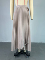 Tie Up Irregular Pleated Long Skirt GCNE 7517
