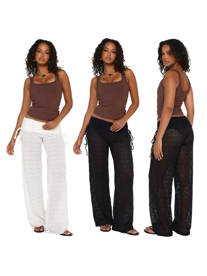 High Waisted Drawstring Loose Lace Pants With Panties MZ 26010