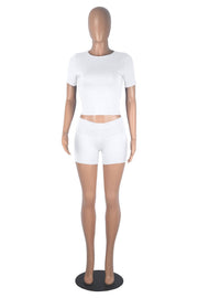 Solid Color Short Sleeve Tops Shorts Suit GXYF 0463