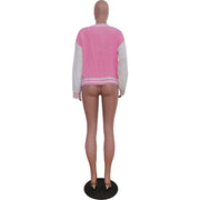 Color Blocking Long Sleeve Knits Jacket Coats TR 1276