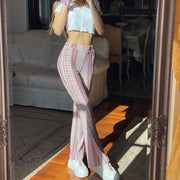 Plus Size Bohemian Slim Flared Printed Pants GWTC W0730