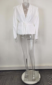 Plus Size Tie Up Loose V Neck Coats GHHE 29782