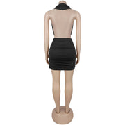 Deep V Neck Halterneck Mini Dress BY 7771