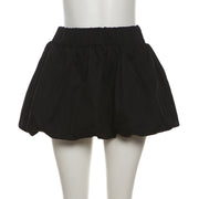 Solid Color Bubble Mini Skirt DLSF K24J46609