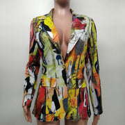 Casual Print Long Sleeve Blazer XMY 9393