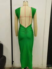 Solid Color Sleeveless Backless Bodycon Dress GPBY 13364