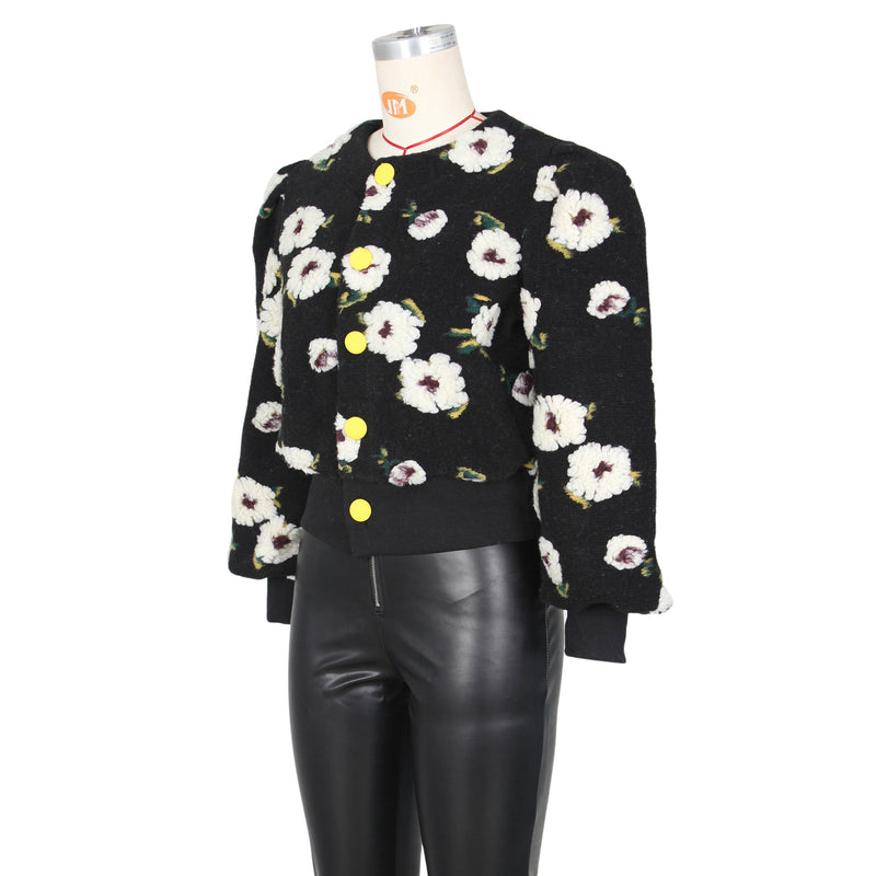 Floral Single breasted Short Coat ZSD 0562