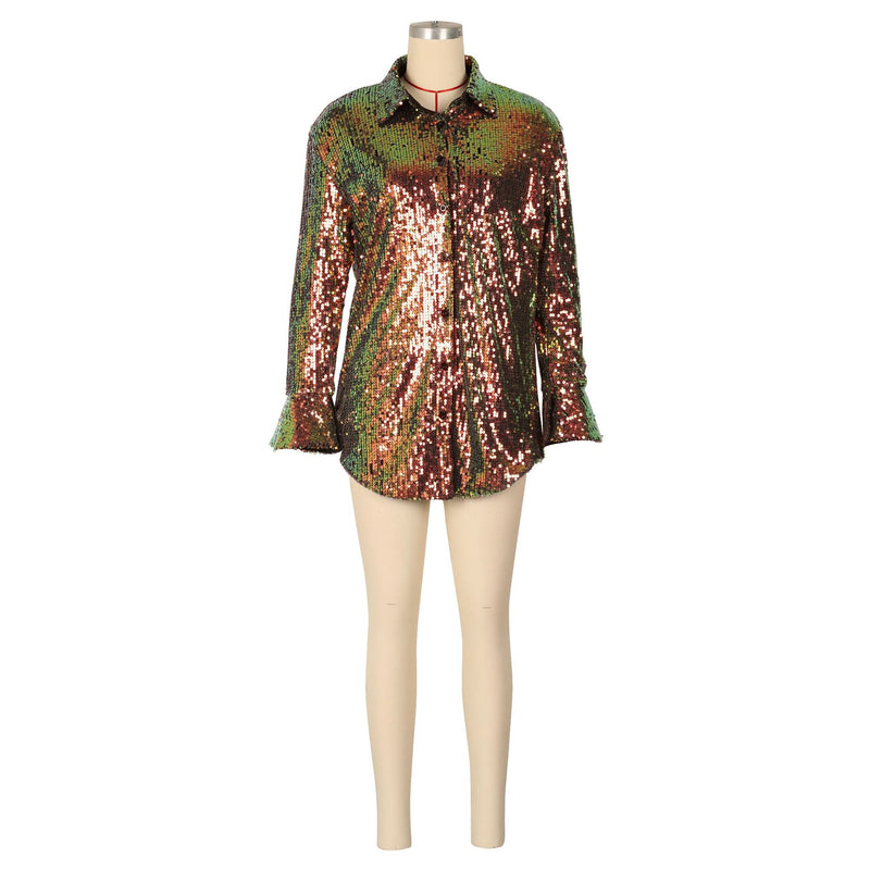 Long Sleeve Sequin Shirt Coats AIL AL293