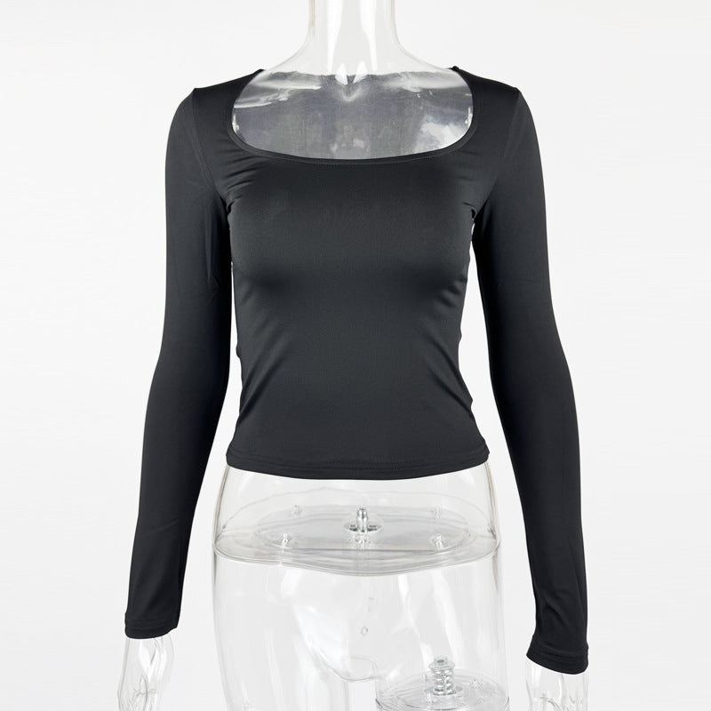 Square Neck Long Sleeve T Shirt GZJF 2590