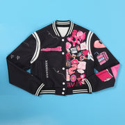 Fashion Print Cardigan Baseball Jacket Coat FSXF 529