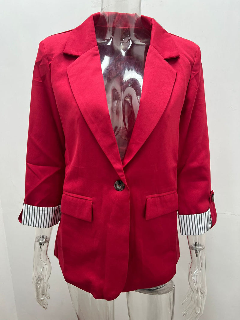 Plus Size Solid Color Casual Blazer Coats GYWO 9907