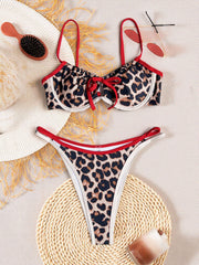 Leopard Color Block Bikinis 2 Piece Swimsuit CASF 6766