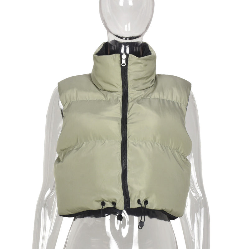 Reversible Wear Zipper Vest Warm Cotton Jacket GBTF 8099DN