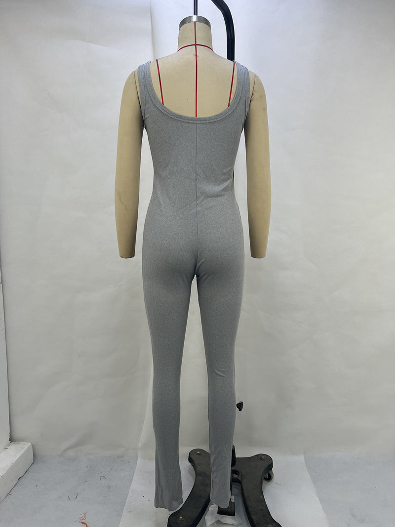 Solid Color Sleeveless Yoga Tight Jumpsuit GPBY 14472