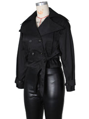 Double breasted Lapel Tie Up Coat ZSD 0776