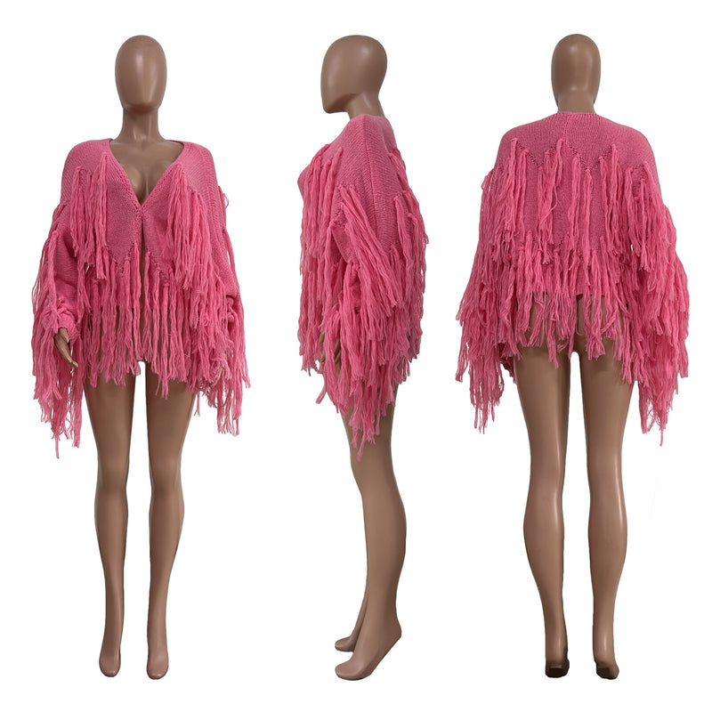 Solid Knits Tassel Cardigan Coat TR 1240