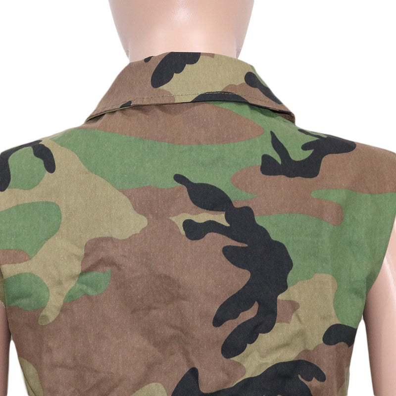 Camouflage Print Lapel Sleeveless Vest SH 390511