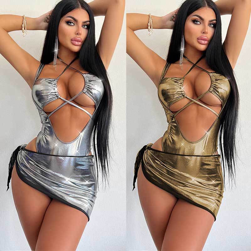 Sexy Bandage Bodysuit And Skirt Two Piece Swimsuit DYSC DY23A685YYB060913
