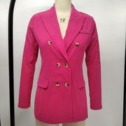 Solid Color Double Breasted Slim Blazer Coat XMY 9395