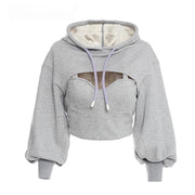 Fashion Sexy Solid Color Hooded Hollow Sweatshirts GLF 8088