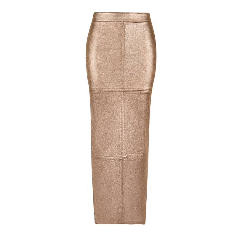 Solid High Waist Split Long Skirt GBTF 7662SG
