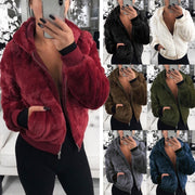 Fashion Solid Color Hooded Loose Plush Jacket GLYY 6001