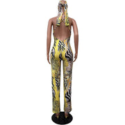 Leopard Print Sling Jumpsuit With Headscarf OD 8547