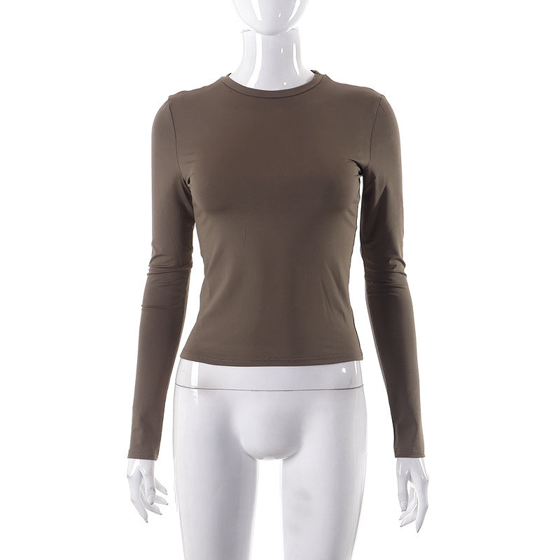 Solid Long Sleeve O Neck T Shirt GSZM M22TP636