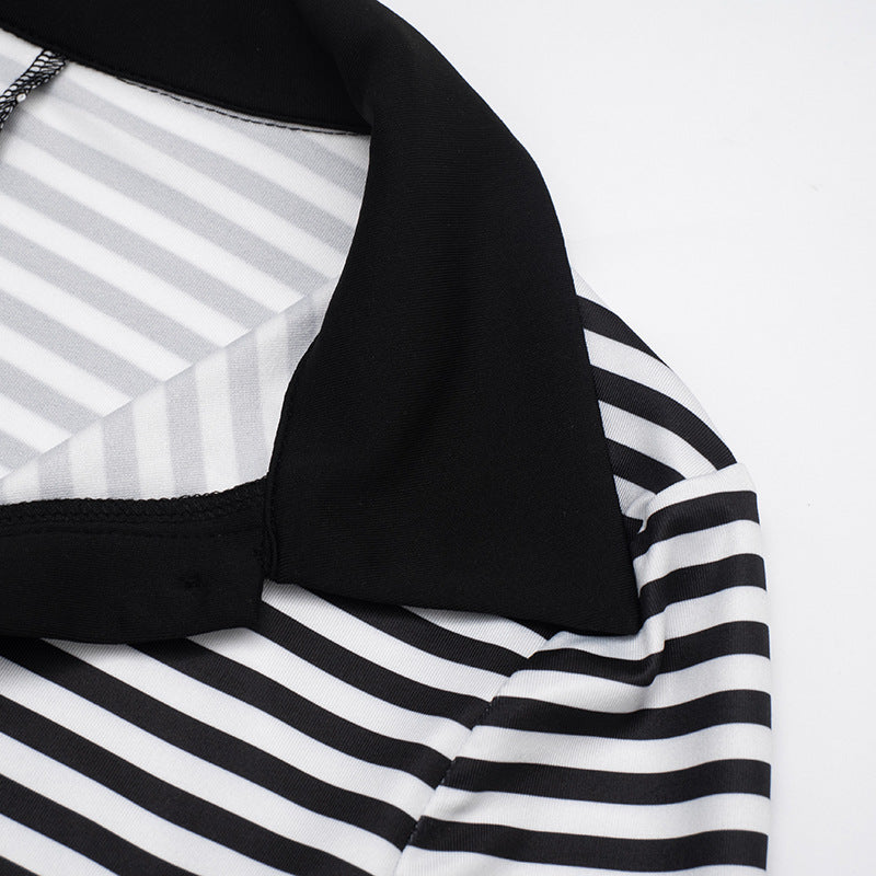 Stripe V Neck Long Sleeve Jumpsuit GDSF D26JP290