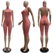 Polka Dots Print Backless Jumpsuit CM 60313