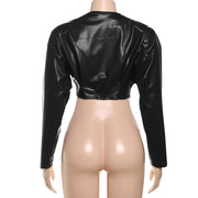 PU Leather Solid Color Irregular Coat XEF K25C77277