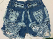 Denim Ripped Hole Skinny Jeans Shorts LSD 8695