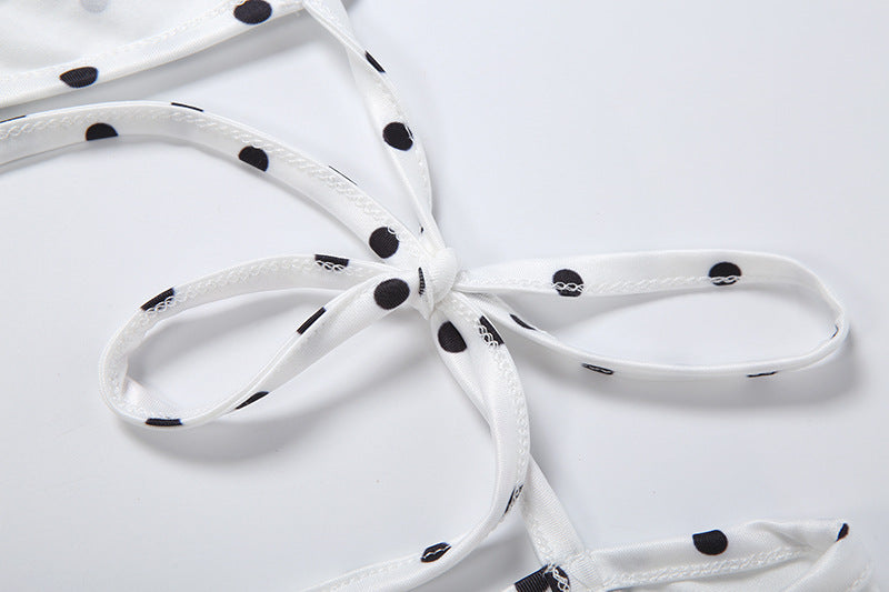Polka Dot Print Long Sleeve Jumpsuit XEF K6Q14570A