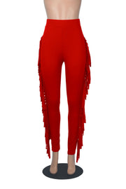 High Waist Print Tassel Solid Color Pants GFMA 034