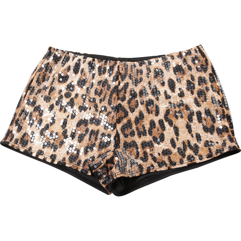 Leopard Print Sequin Mini Short DLSF K24P56756