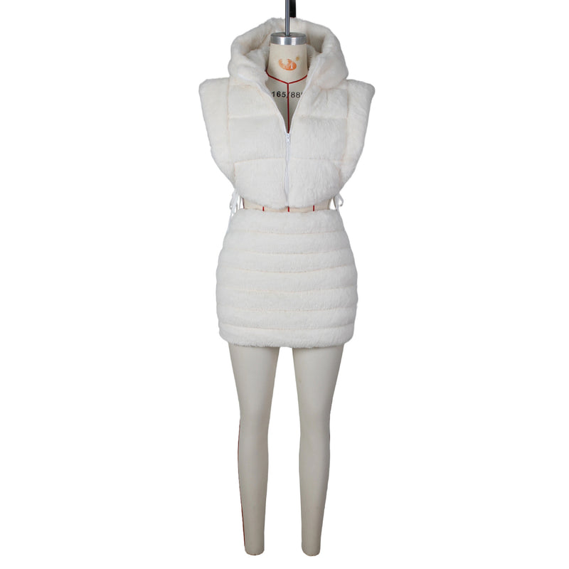 Hooded Short Tie Up Warm Vest Coat ZSD 0625