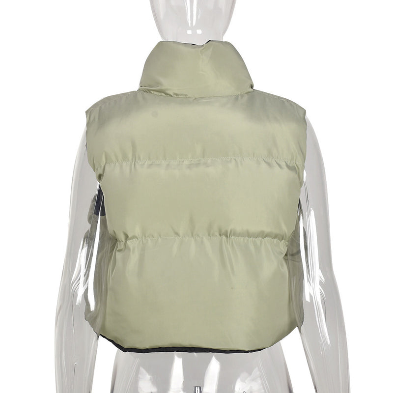Reversible Wear Zipper Vest Warm Cotton Jacket GBTF 8099DN