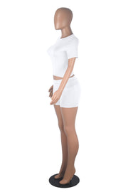 Solid Color Short Sleeve Tops Shorts Suit GXYF 0463