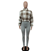 Plush Plaid Fashion Long Sleeve Jacket MEM 88515