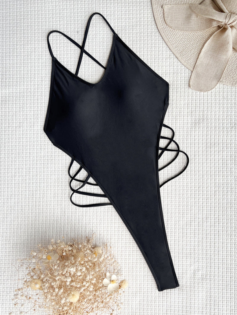 Sexy Solid Color Backless One Piece Swimsuit CASF 6455