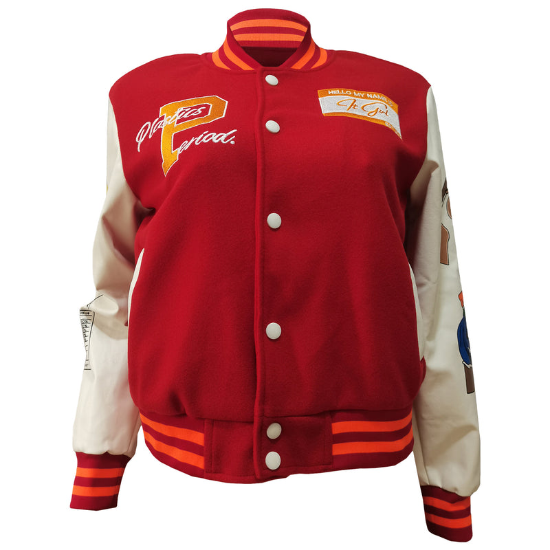 Thickened Embroidered Color Block Baseball Jacket CM 001