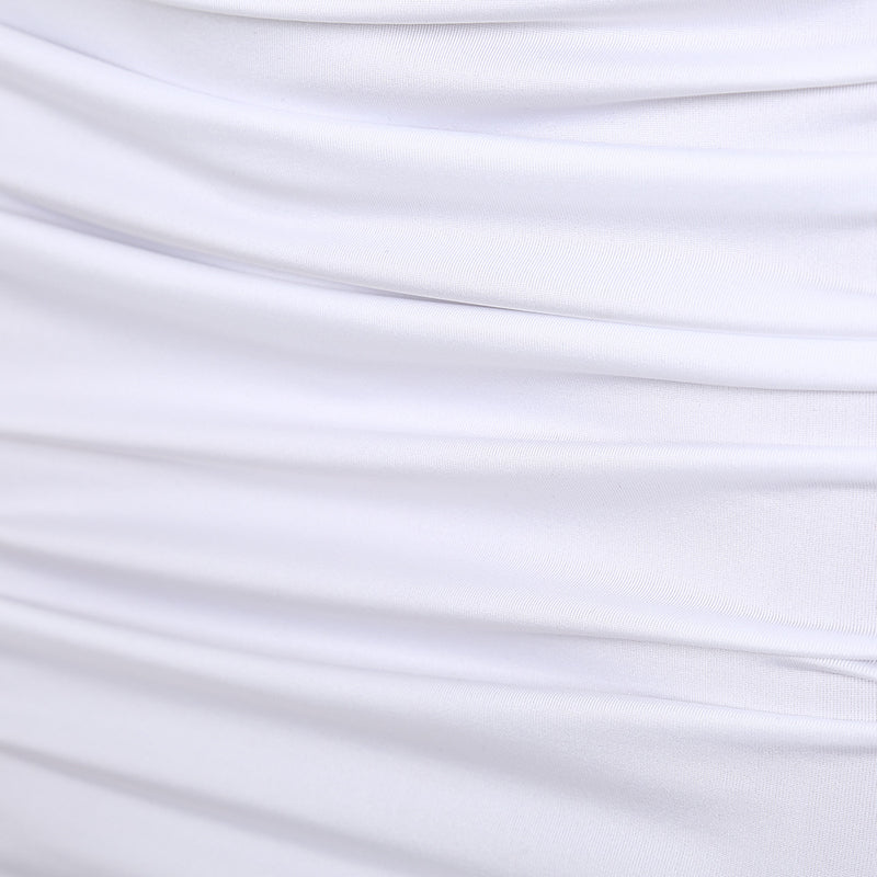 Solid Color Ruched One Shoulder Top And Skirt Two Piece Set JZHF 8028